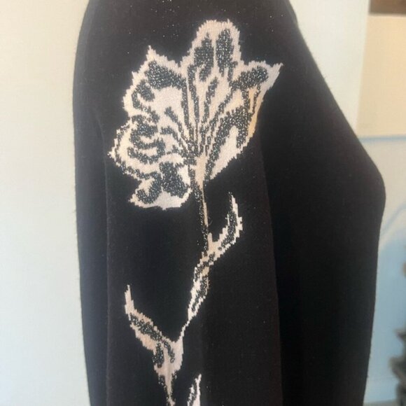 Blugirl Knit Sweater w/ Floral Sleeves & Subtle Sparkle – M - Picture 11 of 12